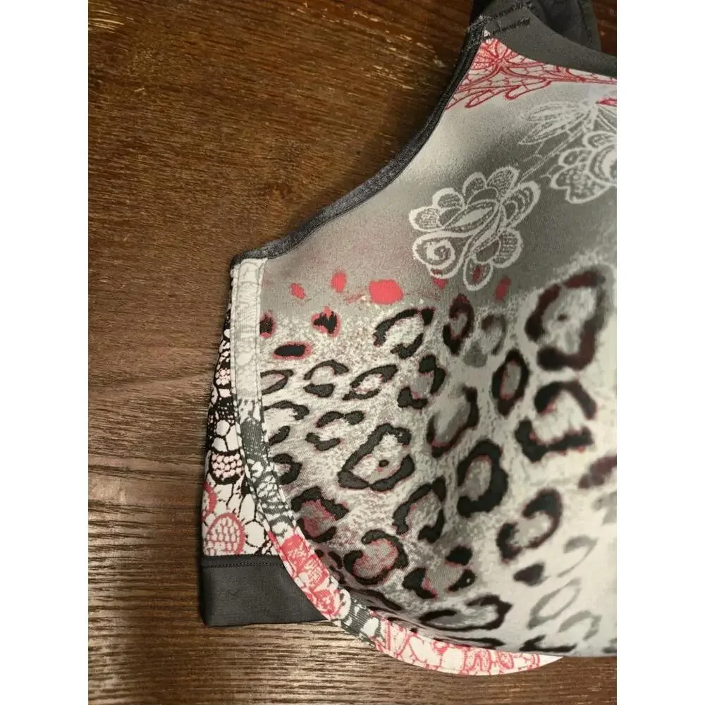 Cacique Cooling French Full Coverage Balconette 44F White Leopard Floral - Picture 9 of 9